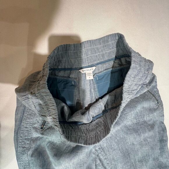 Athleta Cabo Linen Jogger Blue Sz 8 Pull On High Rise Drawstring Coastal Travel - Picture 6 of 14